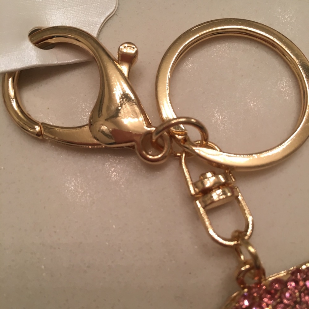 Key Chain Rhinestone Pink Lips - Picture 2 of 3